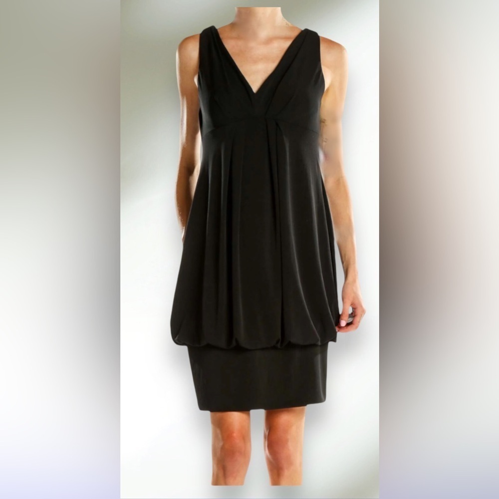 Eliza J Black Stretch Banded Bubble Drop Waist Cocktail Dress Size 12